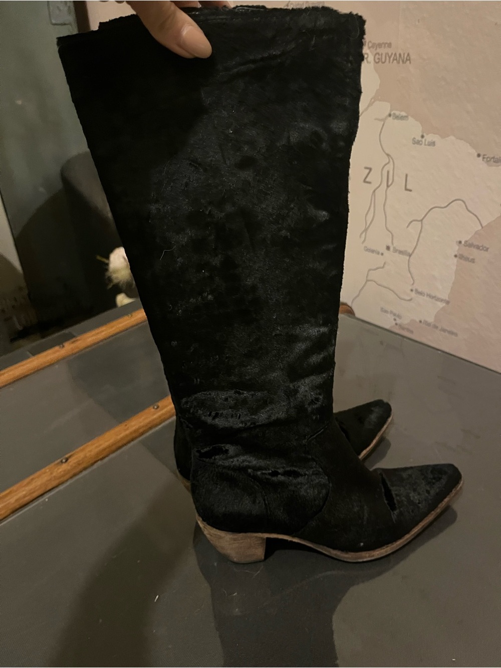Elizabeth and James Black Velvet Boots